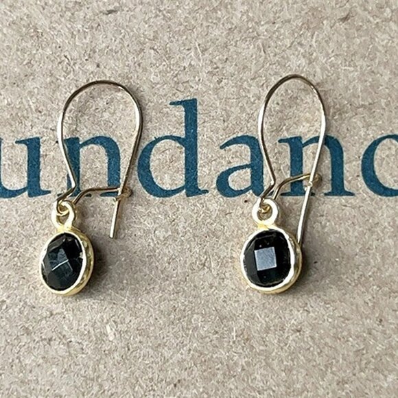 Sundance $78 NEW 3/4" BLACK ONYX 12kt Gold GF Leo Capricorn Birthstone Earrings - Picture 6 of 6